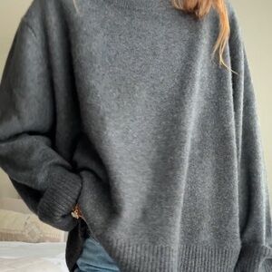 Quince Charcoal Grey Oversized Mongolian Cashmere Sweater Size L Sold Out